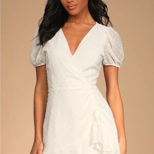 Swiss dot ruffled mini dress